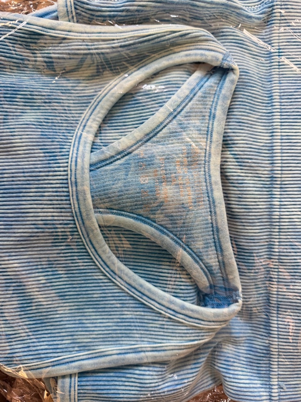 NEW~ Zenana Outfitters Blue Ribbed Crop Racerback Tank/Sports Bra w/Pads Sz L